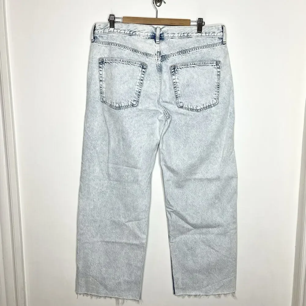 Gap Low Stride Wide Leg Jeans Womens 14 Acid Wash Y2K Skater Loose Baggy - Picture 4 of 6